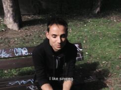 CH 558, Camera guy pays a young guy on a park bench in a black hoodie to suck and be
