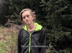CH 566, Camera guy pays a young guy running in a black jacket with lime green interio