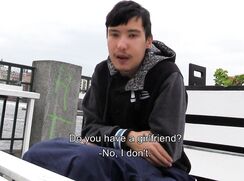 CH 574, Camera guy pays a young guy in a black hoodie sitting on a bench to suck and
