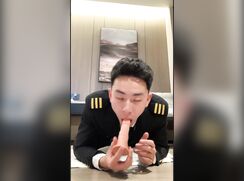 Handsome, and kinky Asian Flight Attendant