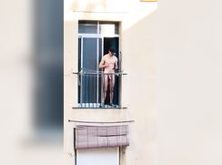 Hung Neighbour With Semi Spotted On Balcony