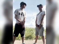 Two Young Boys Jack Off Together on Road
