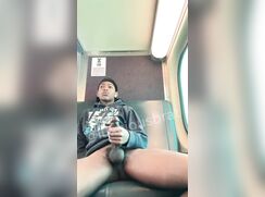HUNG YN CUMS IN PUBLIC TRAIN