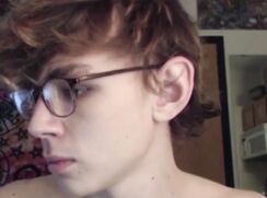 Teen nerd close up cum