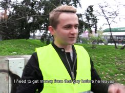 CH 581, Camera guy pays a young guy in a high viz jacket to suck and be fucked