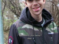 CH 582, Camera guy pays a young guy carrying toolboxes and in a mixed camo and black