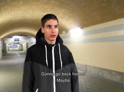 CH 583, Camera guy pays a young guy in a black and grey hoodie in an underpass to suc