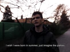 CH 584, Camera guy pays a young guy in a grey parka and camo trousers to suck and be