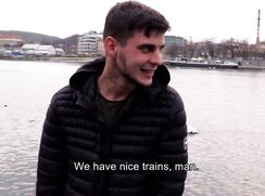 CH 592, Camera guy pays a young guy in a thin black hoodie and a dark grey T to suck