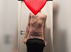 Skinny teen twink strips and jerks off after soccer practice