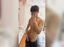 cute hairy asian student baited
