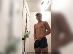 Smart looking fraternity twink jerks off on snap