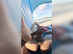 Beach tent beat-off