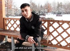 CH 598, Camera guy pays a young guy in a black jacket sitting in a pagoda, to suck an