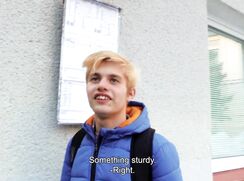 CH 608, Camera guy pays a young guy in a thick blue winter hoodie (I'm sure he has ap