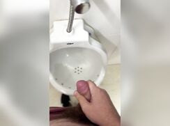 Latin guys jerks in public bathroom