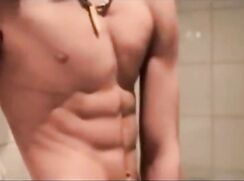 Fitness Twunk Poses In Bathroom Then Jerks Off