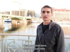 CH 616, Camera guy pays a young guy in a black T and grey top, by the Svatopluk Čech
