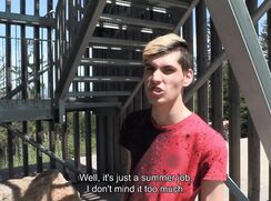 CH 620, Camera guy pays a young guy in an orange and black T, in the Rozhledna Cisars