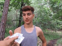 CH 626, Camera guy pays a young guy in camo trousers and a grey singlet, pushing a la