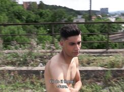 CH 634, Camera guy pays a bare-chested young guy jogging grey pair of shorts with pas