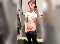 AHV - 18yo lad jerks in fitting room   creams mirror