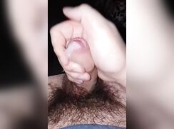 Teen boy jerking off his hairy cock and moaning