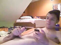 Messy Bedroom Teen Jerks & Cums