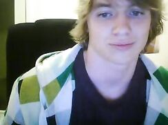 Shaggy Blond Jerks Shaved Cock