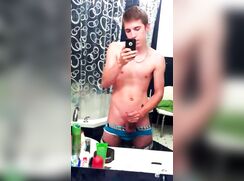 Shaved Cock Twink Bathroom Wank