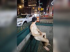 Asian Twink Plays With Himself On New York Street