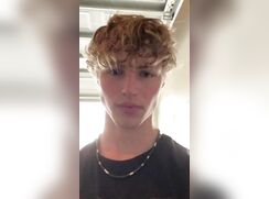 Blonde jock jerking cock in bathroom mirror and cumming