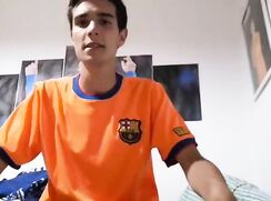Soccer player jerks off after practice