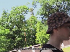 CH 660, Camera guy pays a young guy in a black singlet and a floppy brown hat, to suc
