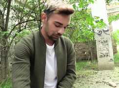 CH 667, Camera guy pays a young guy in a white T and brown corduroy jacket to suck an