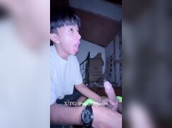 Our 19 yo best friend is busy sucking dicks again in front of his friends