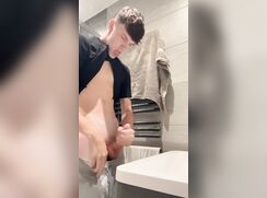 Big curved cock drops a load in the sink