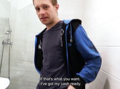 CH 692, Camera guy pays a young guy in a grey jacket with orange edging, and a black