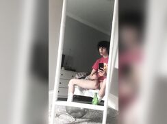 Curly hair boy with a big cock