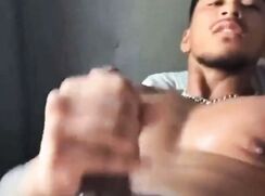 Horny Latino dude shoots big load