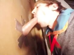 Twink Takes Big Cock at Glory Hole, Gets Mouth Full of Cum
