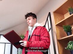CH 704, Camera guy pays a young guy in a red and black protective overall, and a whit