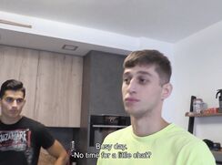 CH 709, Camera guy pays a young guy in a yellow T, to suck and be fucked by a friend