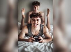 AI - Brother playing video games and the other taking advantage of the situation
