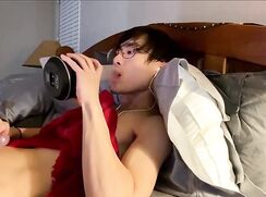 Young nerds enjoying himself bedroom porn