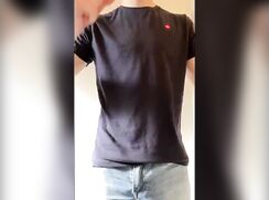 College boy striping down and jerking off