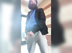 Hooded Guy in Blue Hoodie Shoots Thick Cum Streams