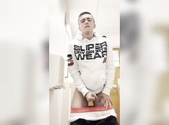 Blond Shows His Cum-Soaked Boxers