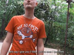 CH 720, Camera guy pays a young guy in an orange "Not so fast" T,  tossing a tennis b