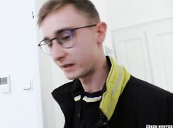 CH 728, Camera guy pays a young guy in a yellow T, to suck and be fuck a delivery guy